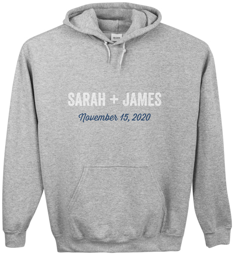 Wedding Your Text Here Custom Hoodie, Double Sided, Adult (XL), Gray, White