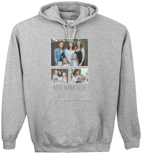 Family Gallery of Three Custom Hoodie, Single Sided, Adult (XL), Gray, White