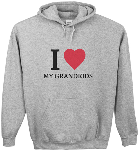 Heart My Grandkids Custom Hoodie, Single Sided, Adult (XXL), Gray, Red