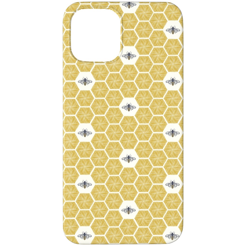 Bees Stitched Honeycomb - Gold Phone Case, Silicone Liner Case, Matte, iPhone 11 Pro Max, Yellow