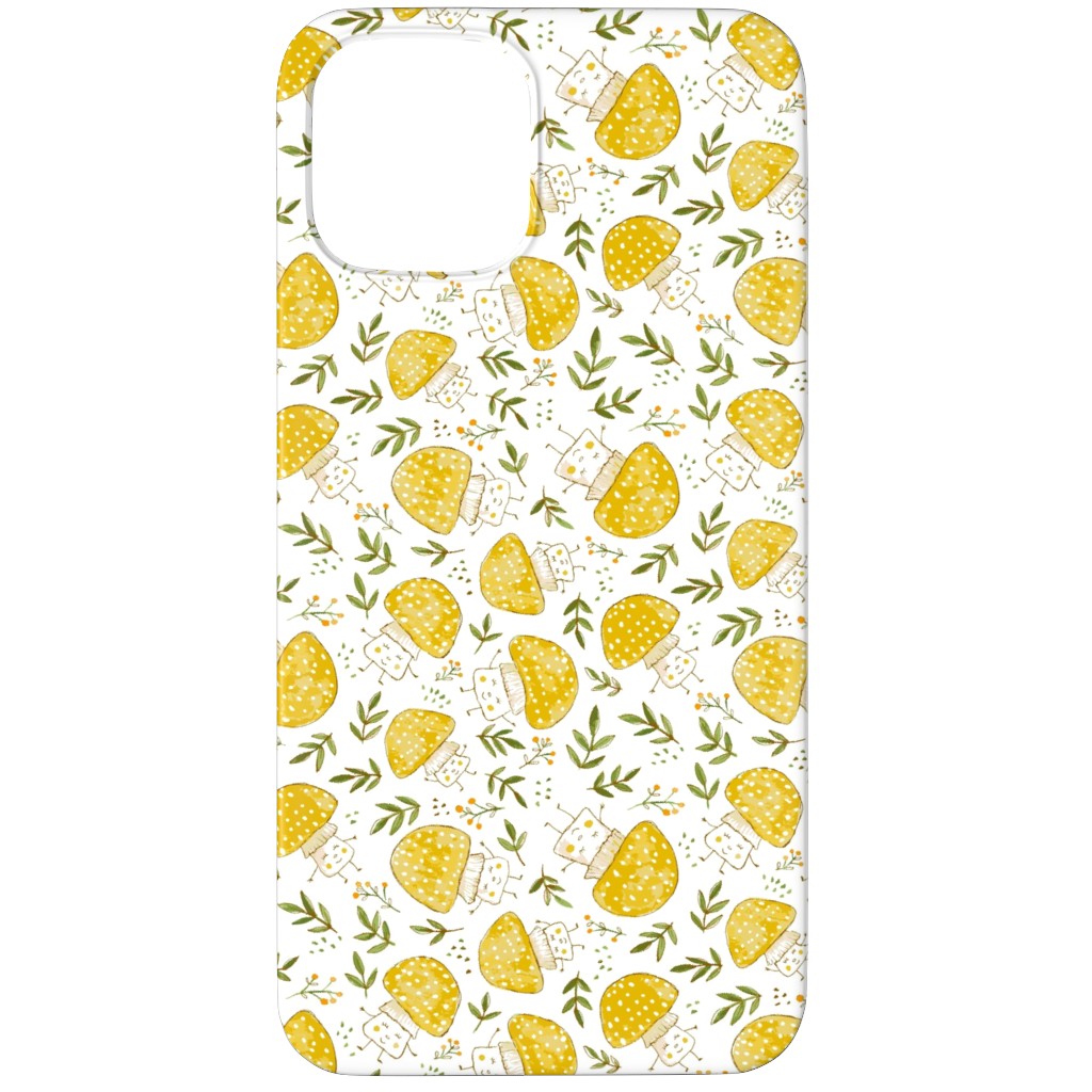 the Happiest Little Mushrooms - Yellow Phone Case, Silicone Liner Case, Matte, iPhone 11 Pro Max, Yellow