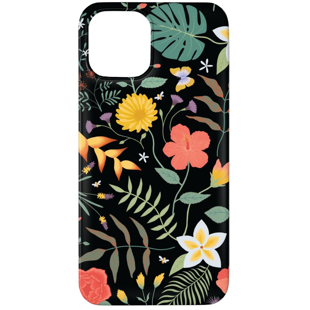 Hawaii Floral - Black Phone Case, Silicone Liner Case, Matte, iPhone 11 Pro Max, Multicolor