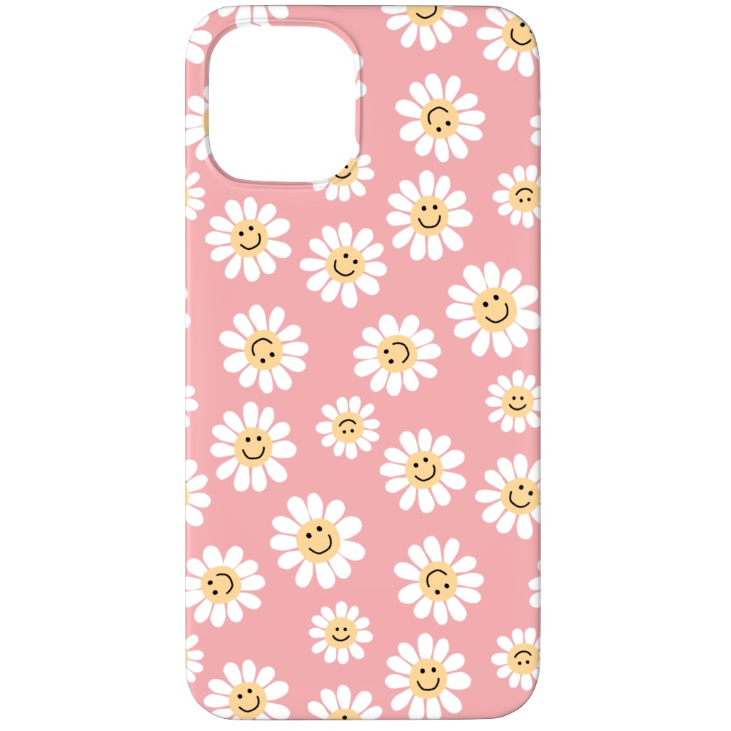 Smiley Daisy Flowers - Pink Phone Case, Silicone Liner Case, Matte, iPhone 11 Pro Max, Pink, Bright Pink