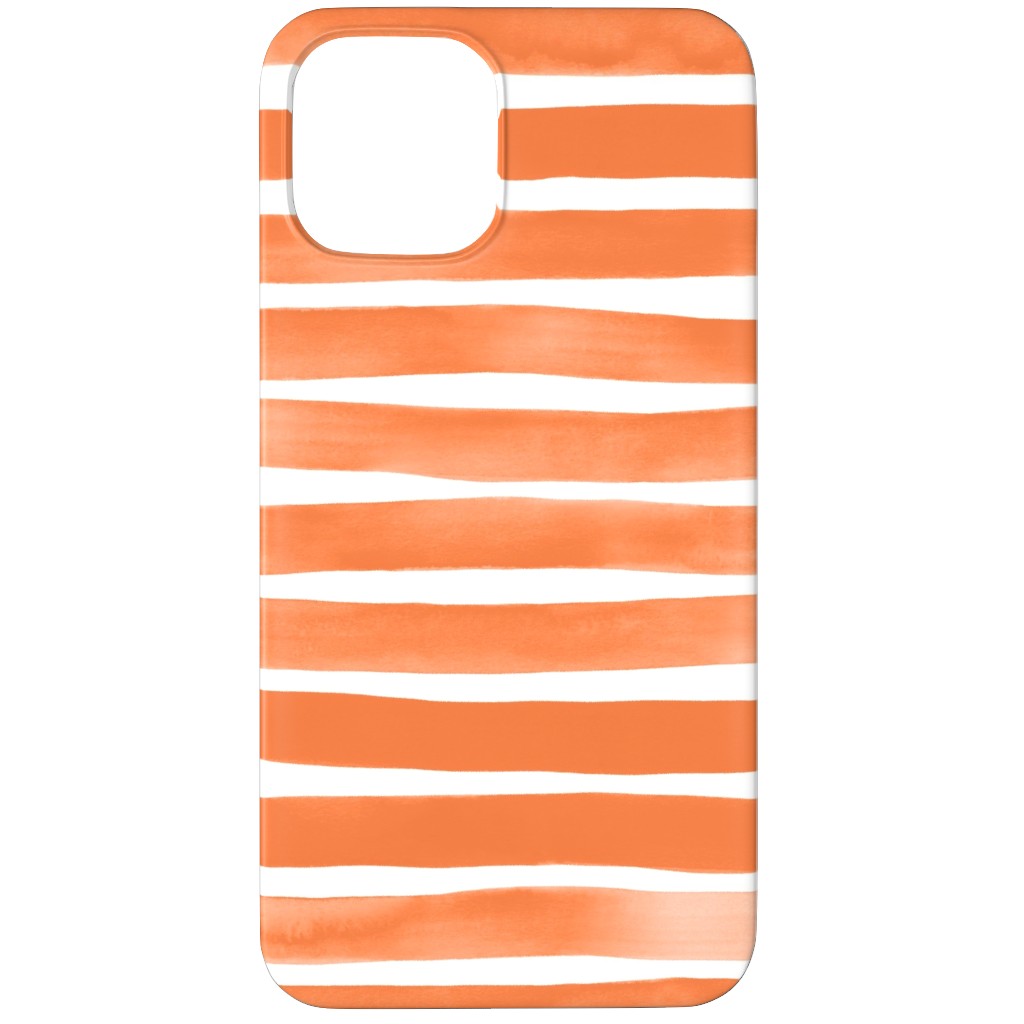 Imperfect Watercolor Stripes Phone Case, Silicone Liner Case, Matte, iPhone 11 Pro Max, Orange, Peach