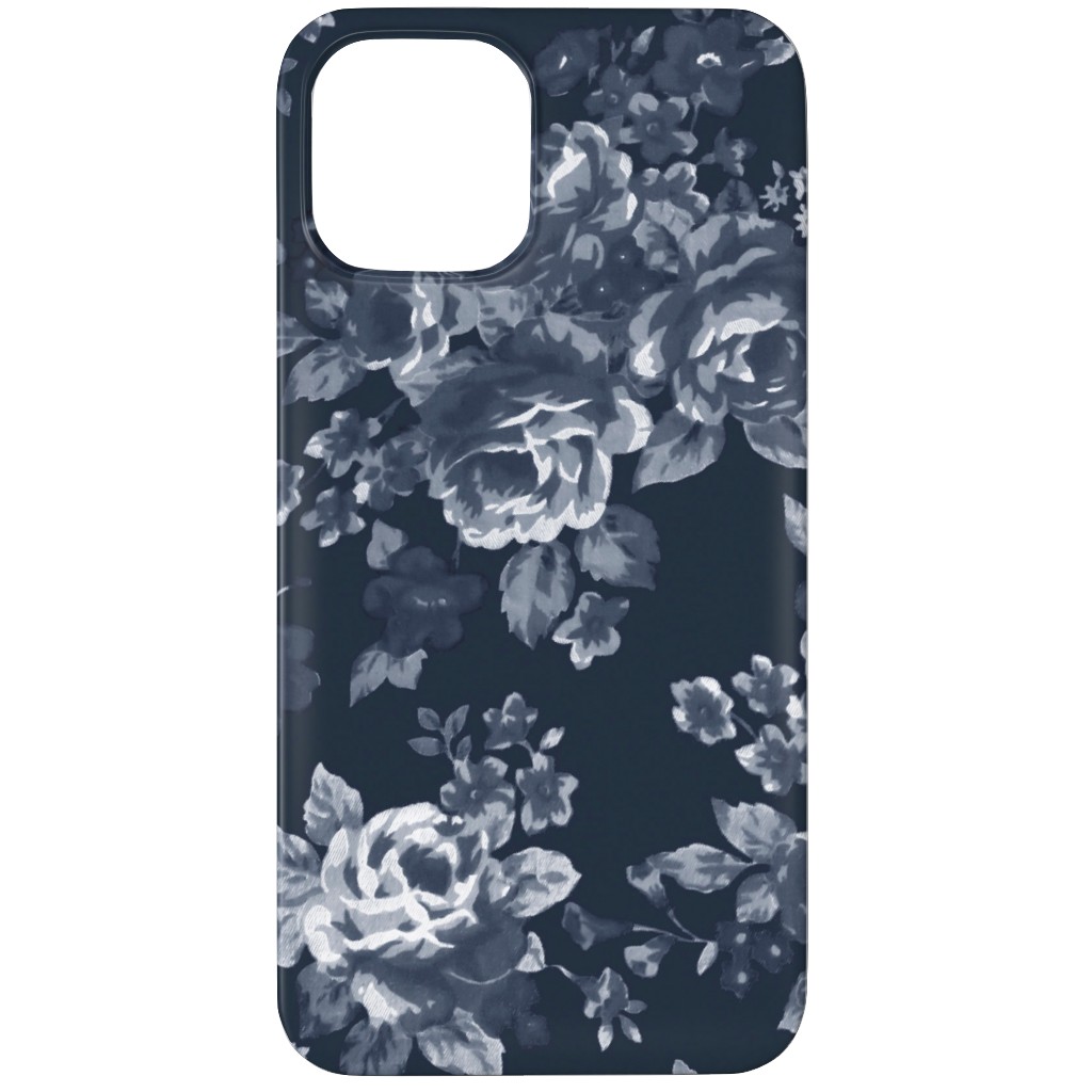 Navy Floral Phone Case, Silicone Liner Case, Matte, iPhone 11 Pro Max, Blue, True Blue