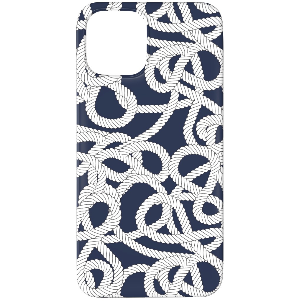 Nautical Rope Knots in Navy Phone Case, Silicone Liner Case, Matte, iPhone 11 Pro Max, Blue