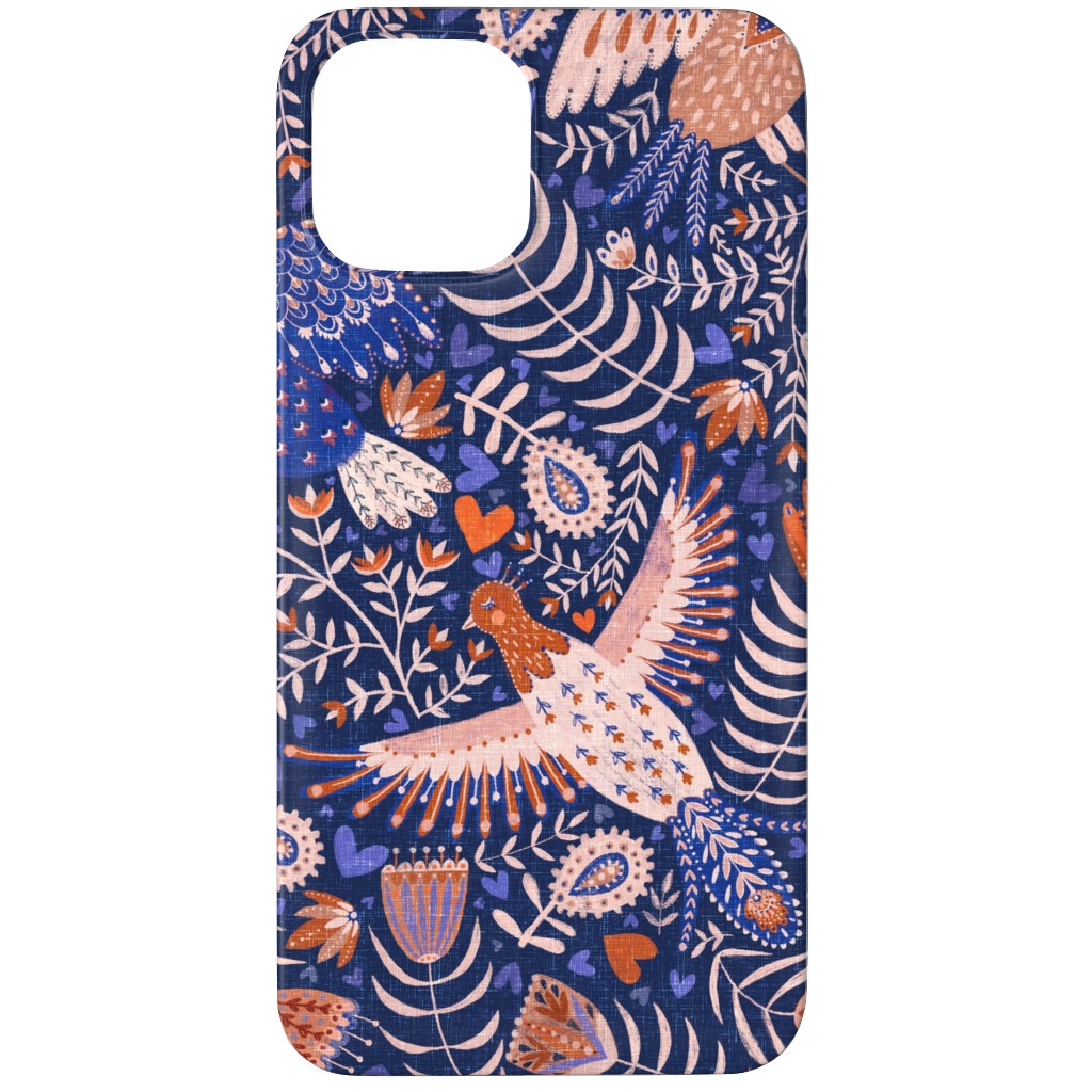 Swedish Folk Art Birds - Blue Phone Case, Silicone Liner Case, Matte, iPhone 11 Pro Max, Blue, True Blue