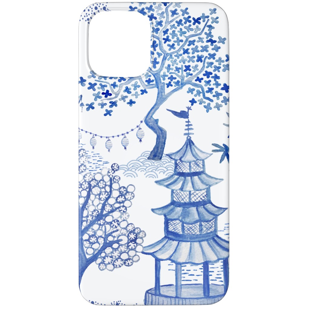 Pagoda Forest in Blues Phone Case, Silicone Liner Case, Matte, iPhone 11 Pro Max, Blue
