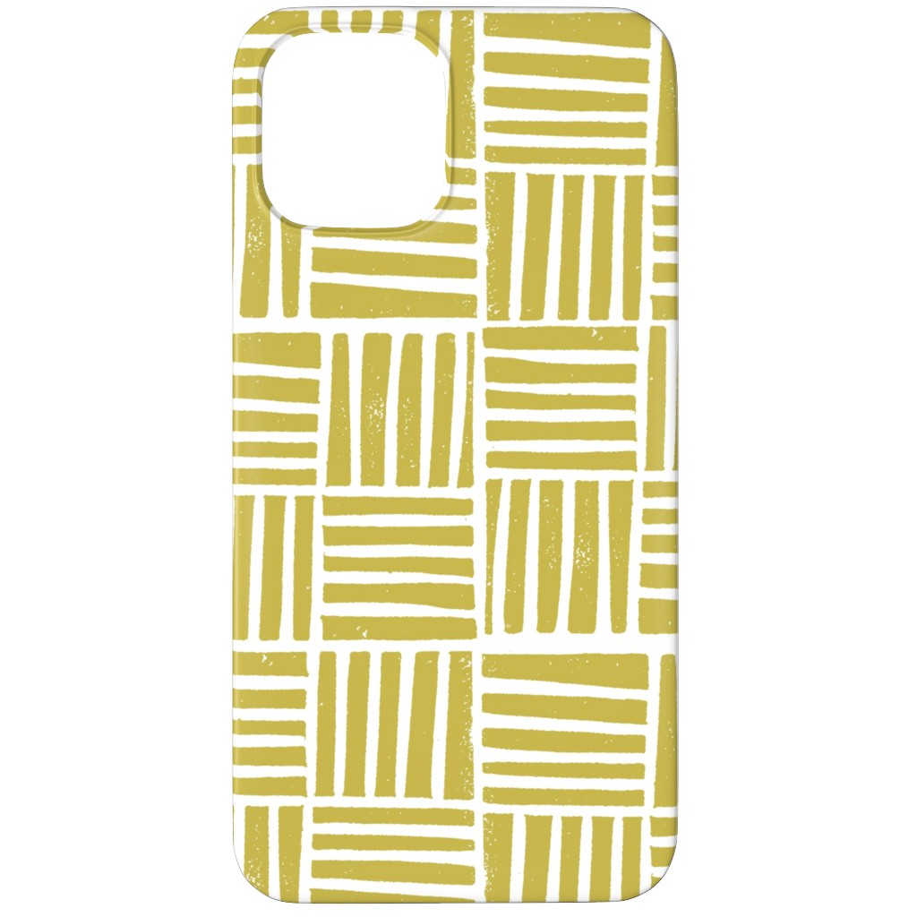 Thatch Stripe Grid - Yellow Phone Case, Silicone Liner Case, Matte, iPhone 11 Pro Max, Yellow