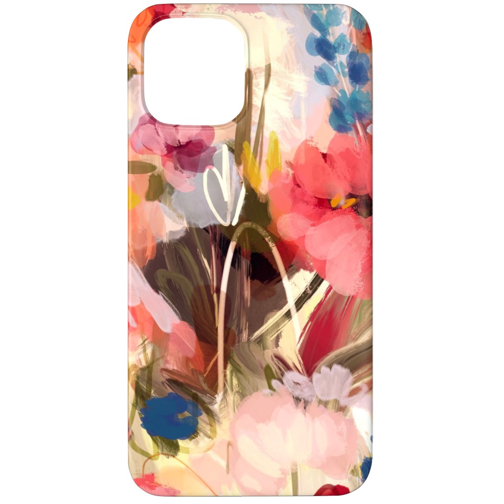 Painterly Abstract Floral Phone Case, Slim Case, Matte, iPhone 11 Pro Max, Pink, Bright Pink