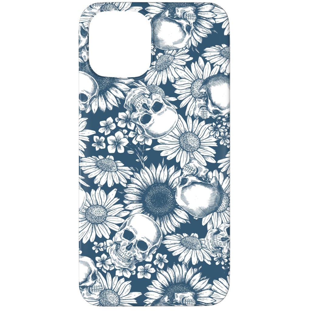 Floral Skull - Blue Phone Case, Slim Case, Matte, iPhone 11 Pro Max, Blue, True Blue