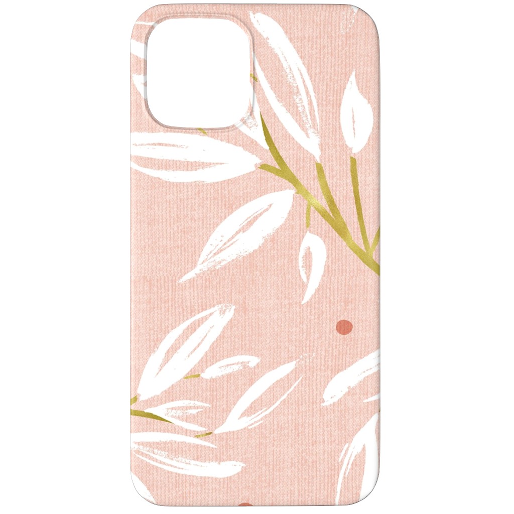 Zen - Gilded Leaves - Blush Pink Large Phone Case, Slim Case, Matte, iPhone 11 Pro Max, Pink