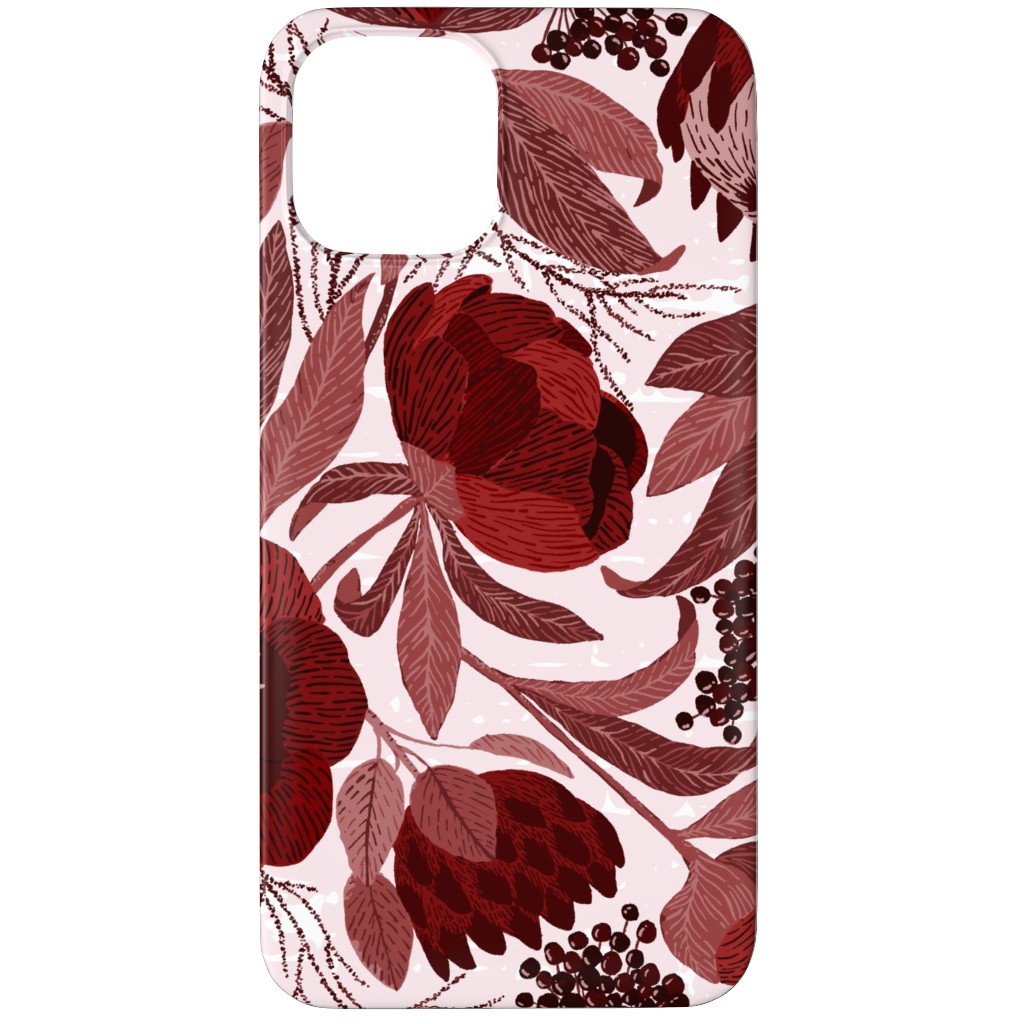 Peony and King Protea - Burgundy Phone Case, Slim Case, Matte, iPhone 11 Pro Max, Red, Red