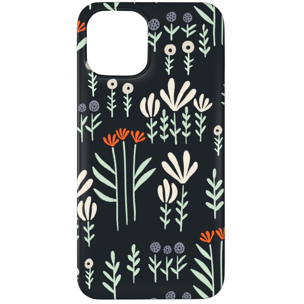 Delicate Floral - Orange and White Phone Case, Silicone Liner Case, Matte, iPhone 11 Pro, Black