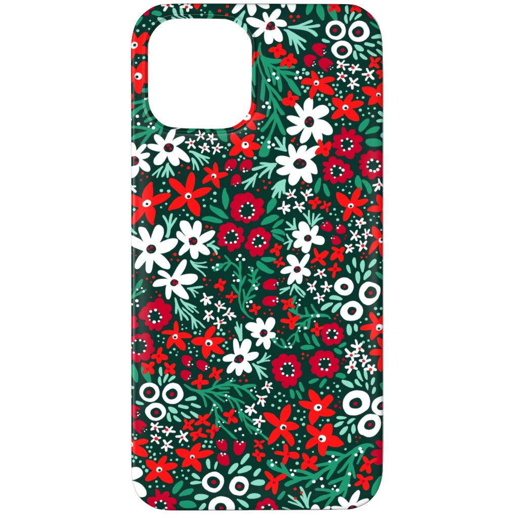 Rustic Floral - Holiday Red and Green Phone Case, Silicone Liner Case, Matte, iPhone 11 Pro, Green, Classic Green