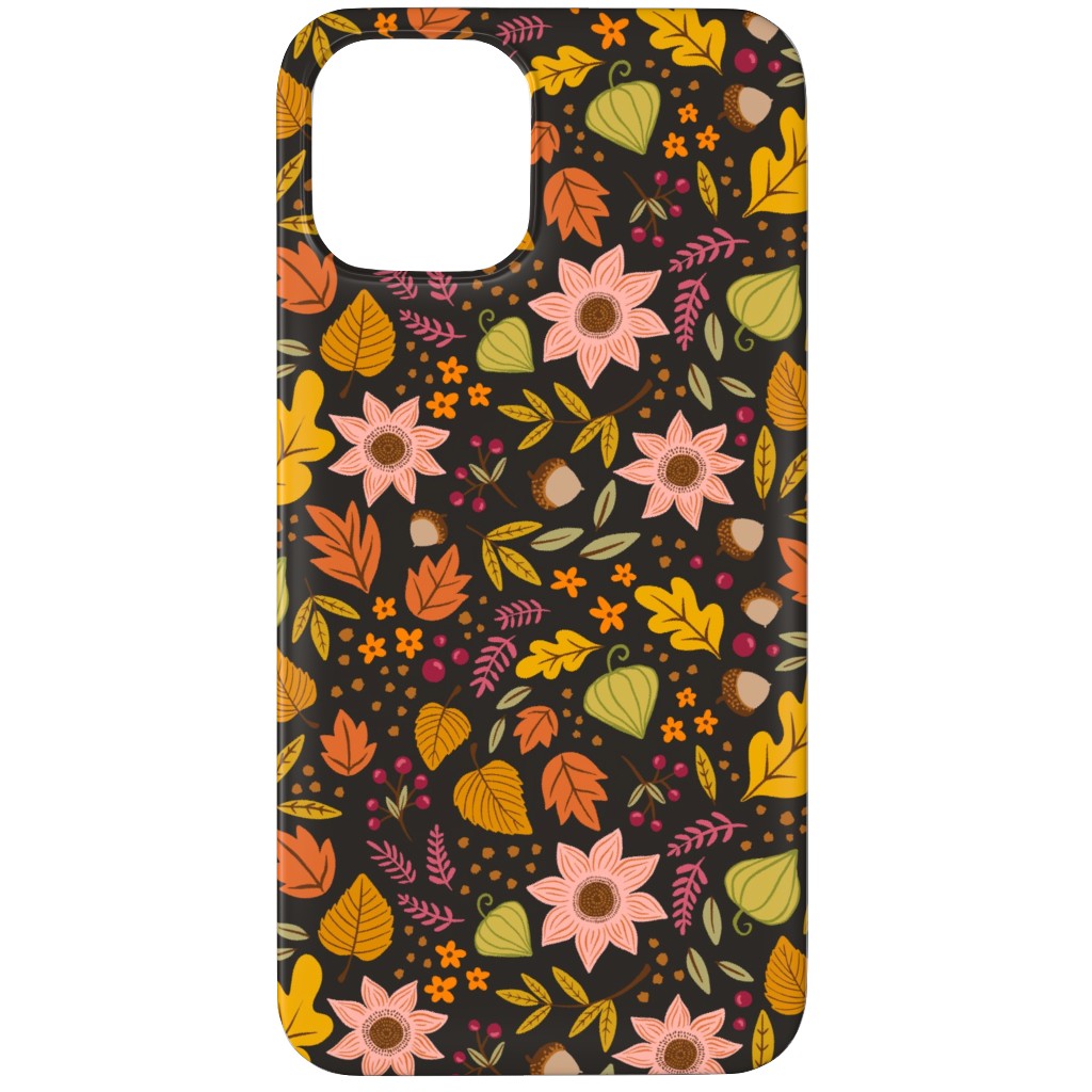 Autumn Floral - Dark Phone Case, Silicone Liner Case, Matte, iPhone 11 Pro, Multicolor