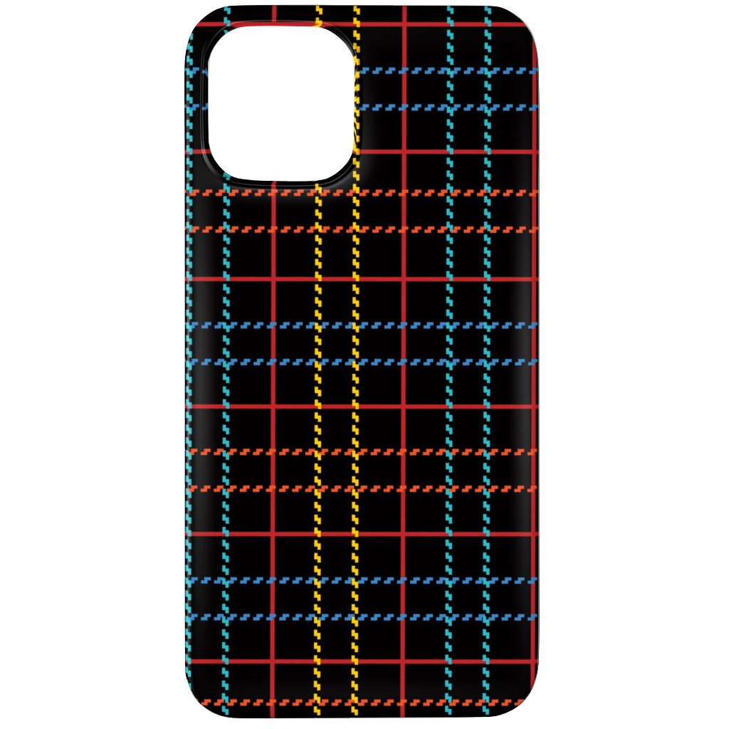 Grid Plaid - Dark Multi Phone Case, Silicone Liner Case, Matte, iPhone 11 Pro, Black, Black