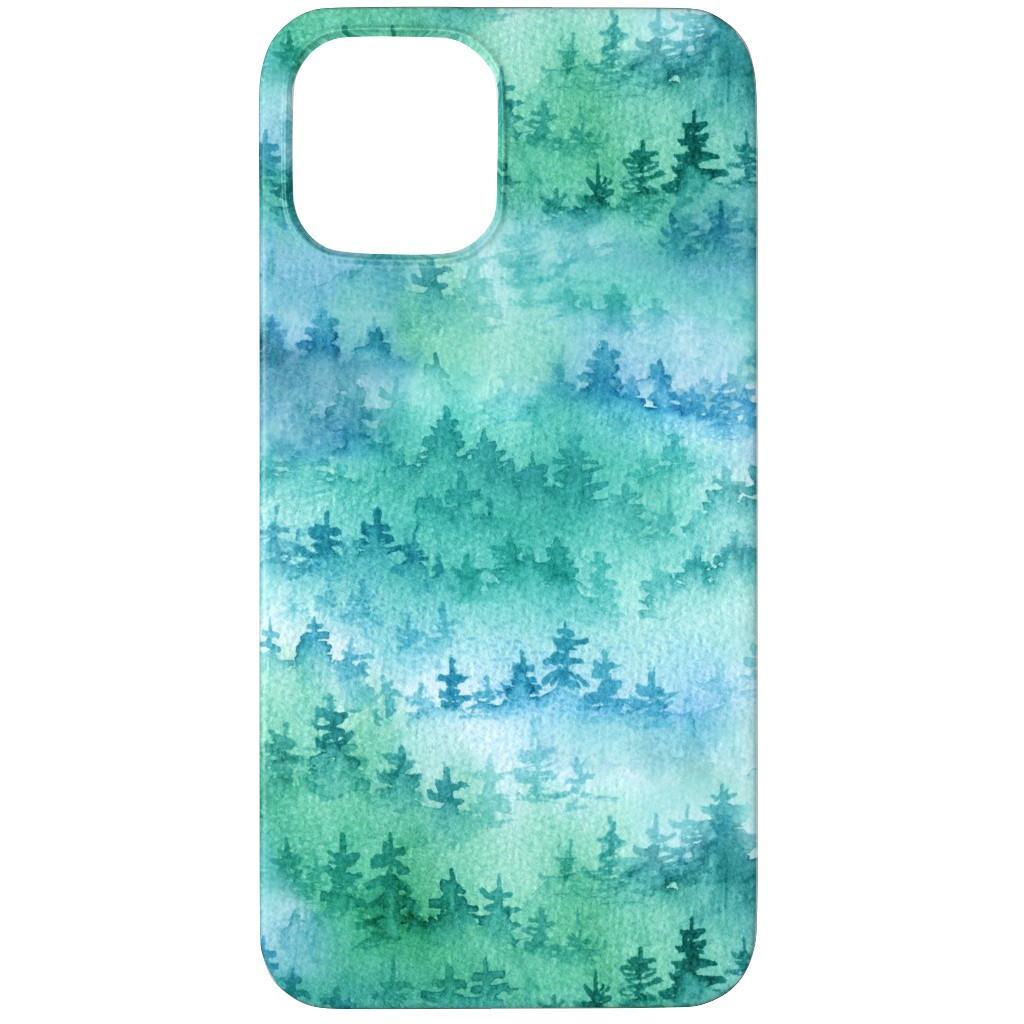 Watercolor Forest - Green and Blue Phone Case, Silicone Liner Case, Matte, iPhone 11 Pro, Green, Classic Green