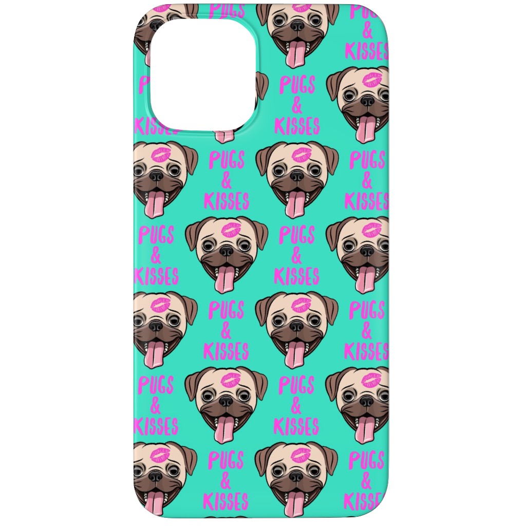 Pugs & Kisses - Cute Pug Dog - Teal Phone Case, Silicone Liner Case, Matte, iPhone 11 Pro, Green