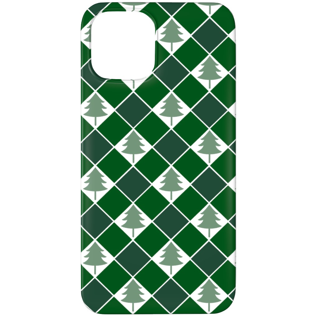 Christmas Tree Checkers - Green Phone Case, Slim Case, Matte, iPhone 11 Pro, Green, Classic Green