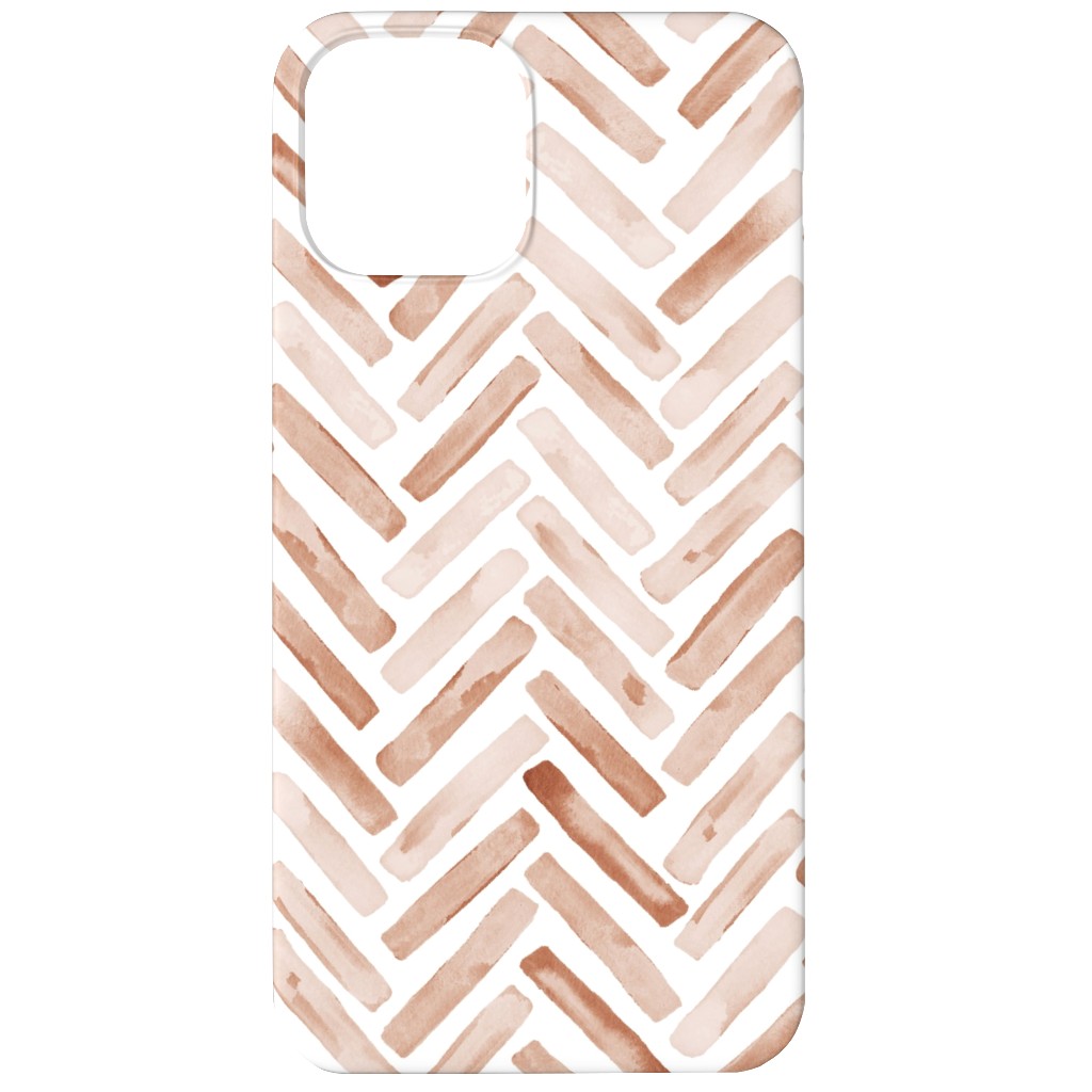 Painted Chevron Herringbone Phone Case, Silicone Liner Case, Matte, iPhone 11, Brown, Desert Rose