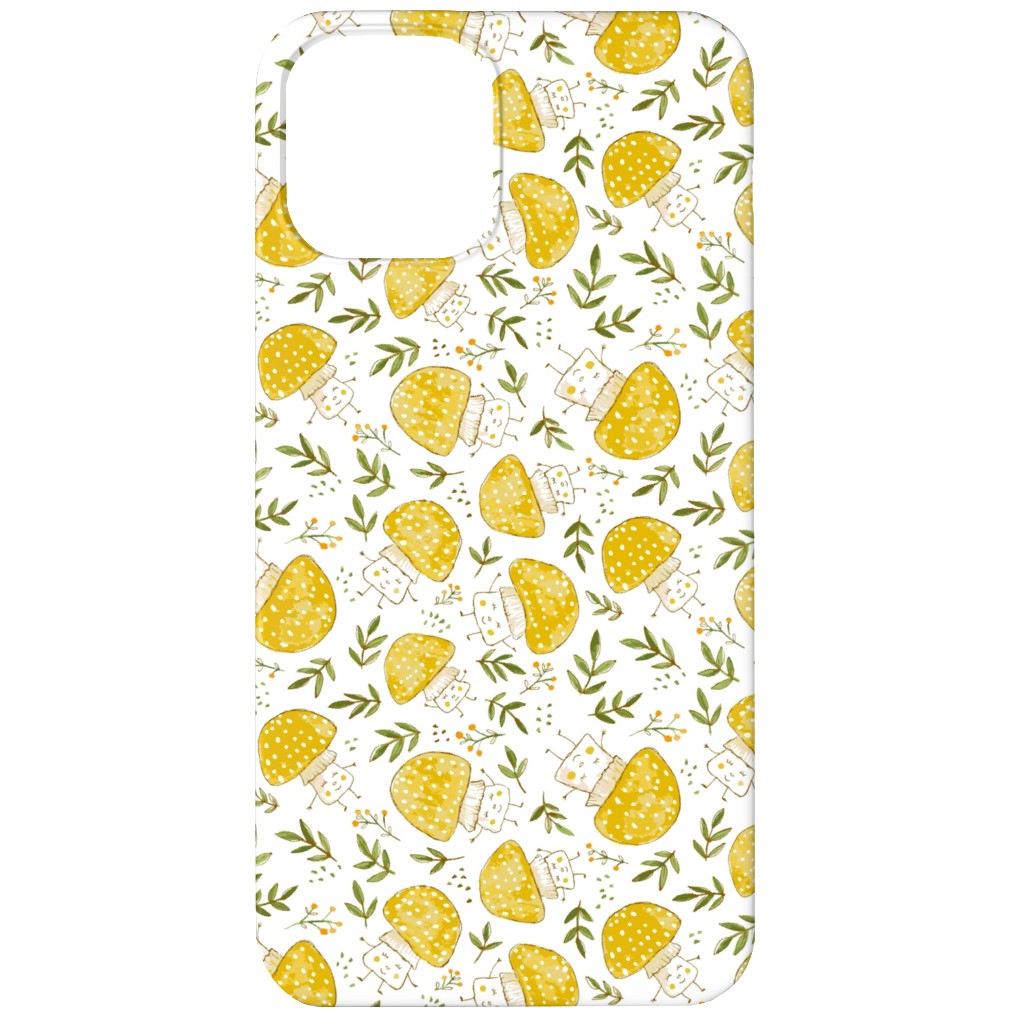 the Happiest Little Mushrooms - Yellow Phone Case, Silicone Liner Case, Matte, iPhone 11, Yellow