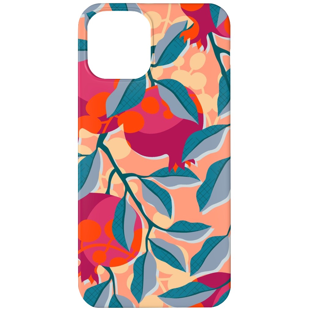 Retro Pomegranate- Pink and Blue Phone Case, Silicone Liner Case, Matte, iPhone 11, Multicolor