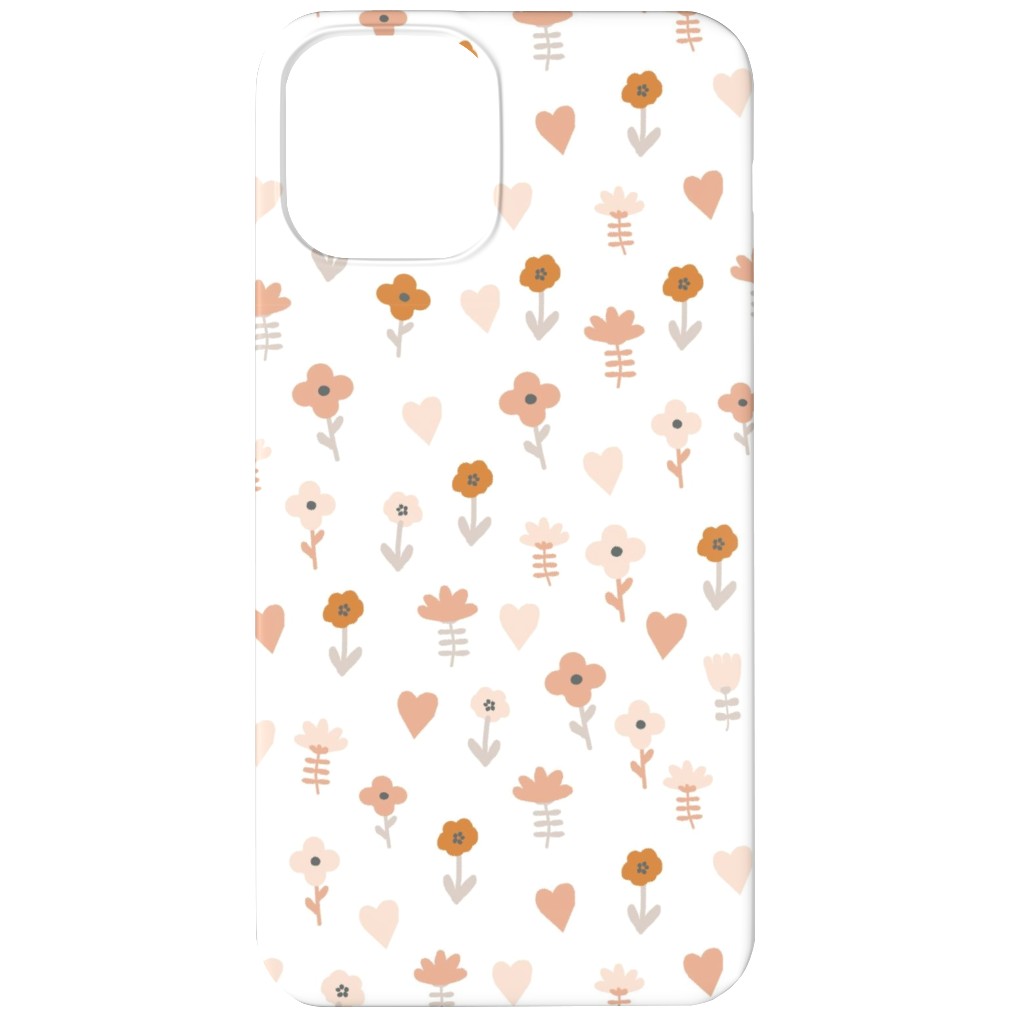 Wild Flowers - Boho - Neutral on White Phone Case, Silicone Liner Case, Matte, iPhone 11, Pink
