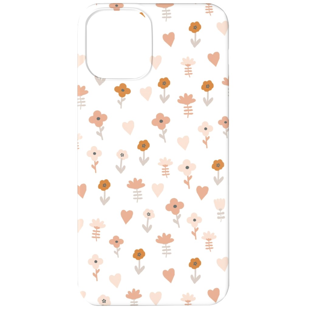 Wild Flowers - Boho - Neutral on White Phone Case, Silicone Liner Case, Matte, iPhone 11, Pink, Bright Pink