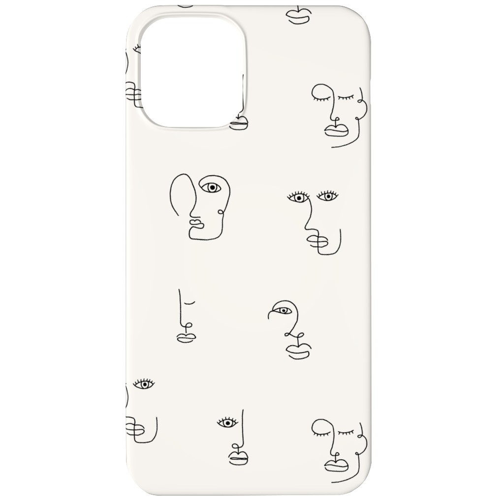 Minimalist Feminist Faces - Line Drawing Phone Case, Silicone Liner Case, Matte, iPhone 11, Beige, Pearl