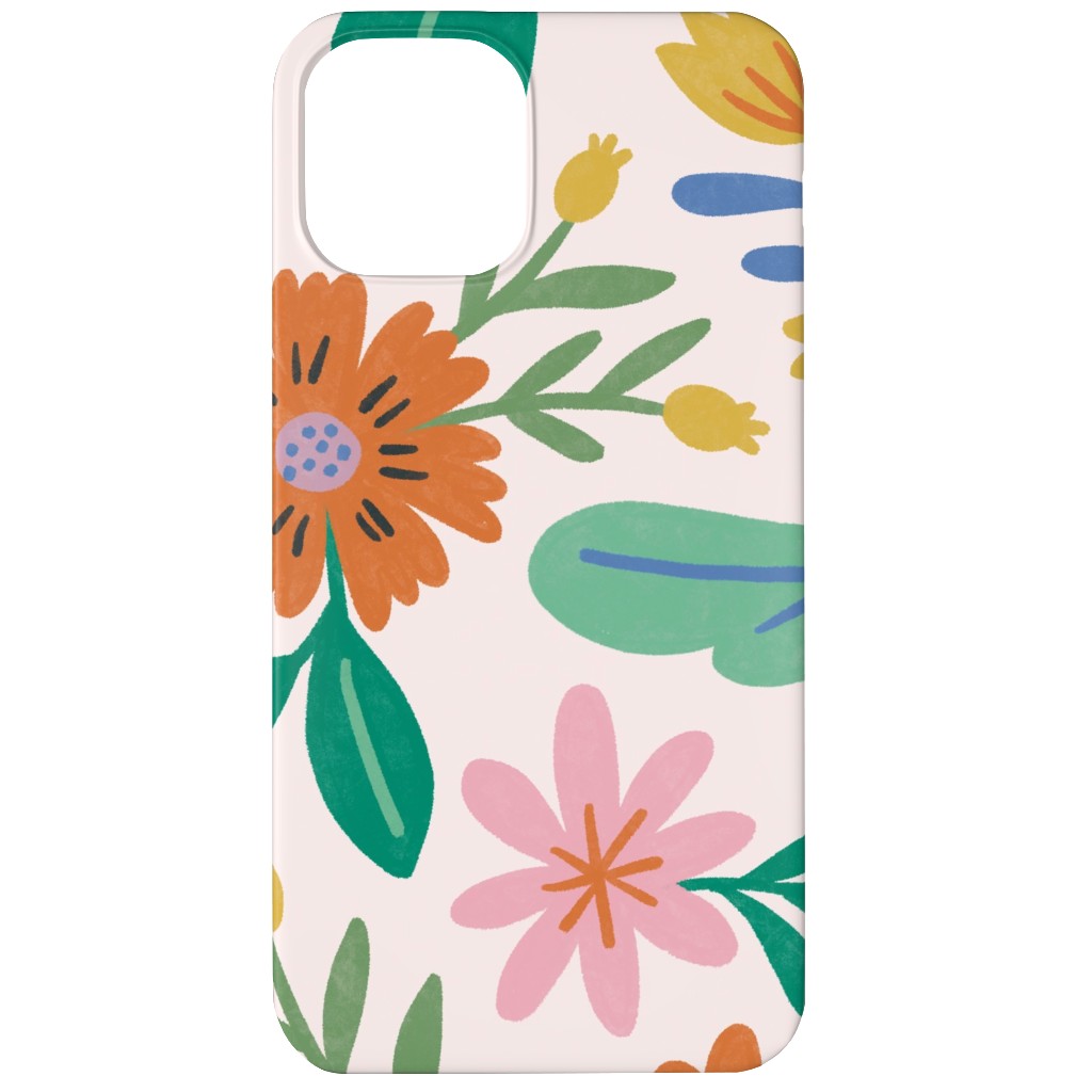 Happy Flowers - Multi on Pink Phone Case, Silicone Liner Case, Matte, iPhone 11, Multicolor