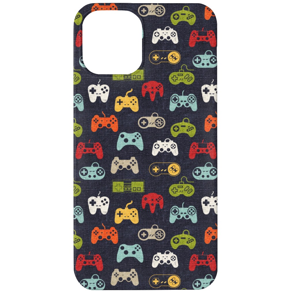 Game Controllers - Navy Multi Phone Case, Silicone Liner Case, Matte, iPhone 11, Multicolor
