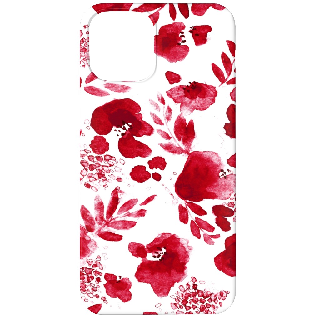 Floret Floral - Red Phone Case, Silicone Liner Case, Matte, iPhone 11, Red, Red