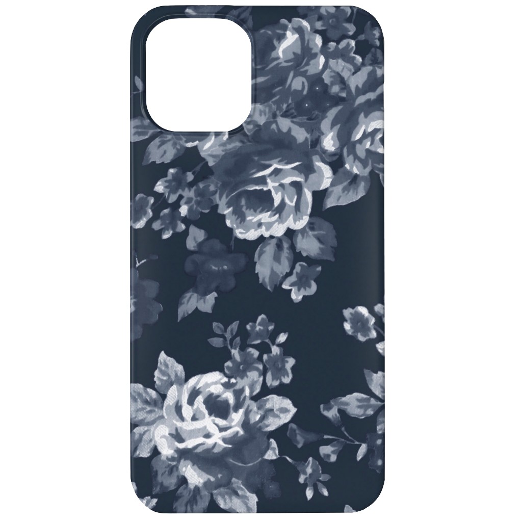 Navy Floral Phone Case, Silicone Liner Case, Matte, iPhone 11, Blue