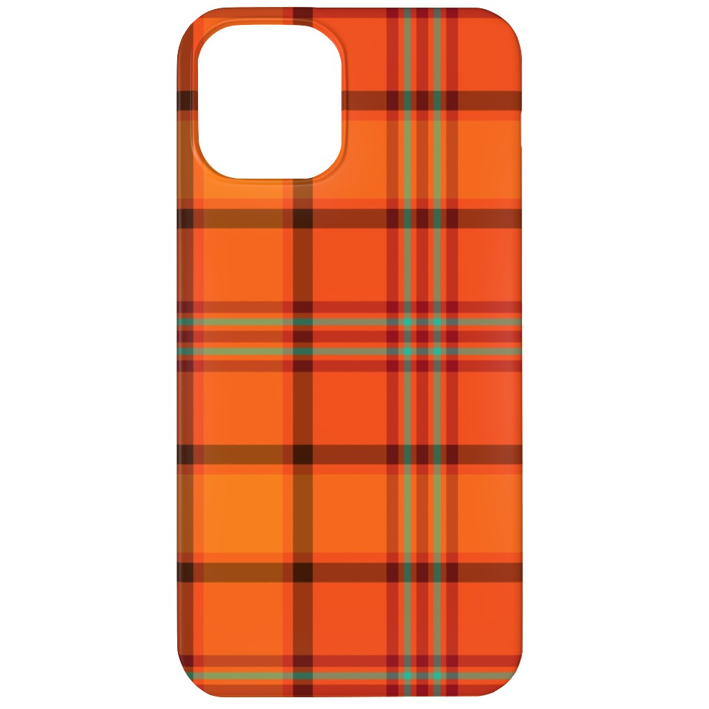 Orange With Black Plaid Phone Case, Silicone Liner Case, Matte, iPhone 11, Orange