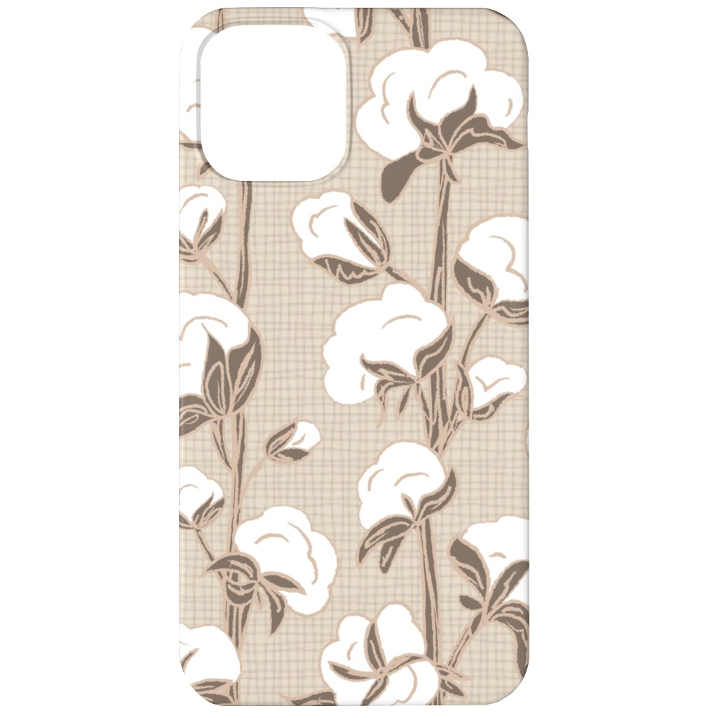 Cotton Stalk Stripe - Brown Phone Case, Silicone Liner Case, Matte, iPhone 11, Beige, Pearl