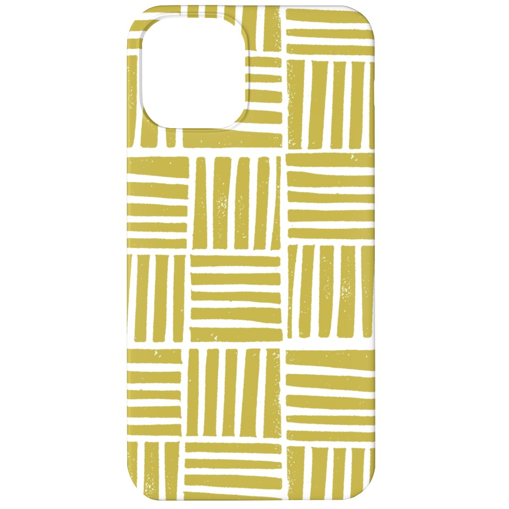 Thatch Stripe Grid - Yellow Phone Case, Silicone Liner Case, Matte, iPhone 11, Yellow