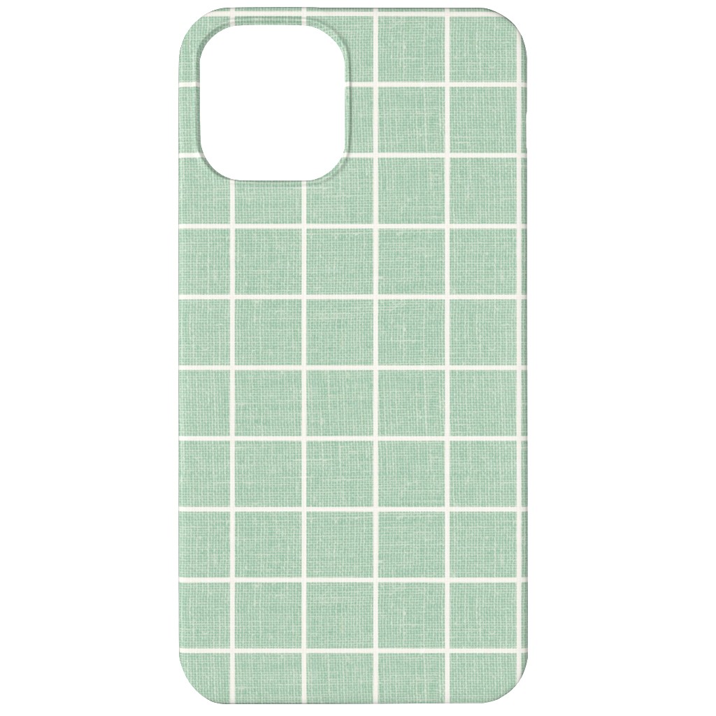 Grid Linen Look Phone Case, Silicone Liner Case, Matte, iPhone 11, Green, Mint