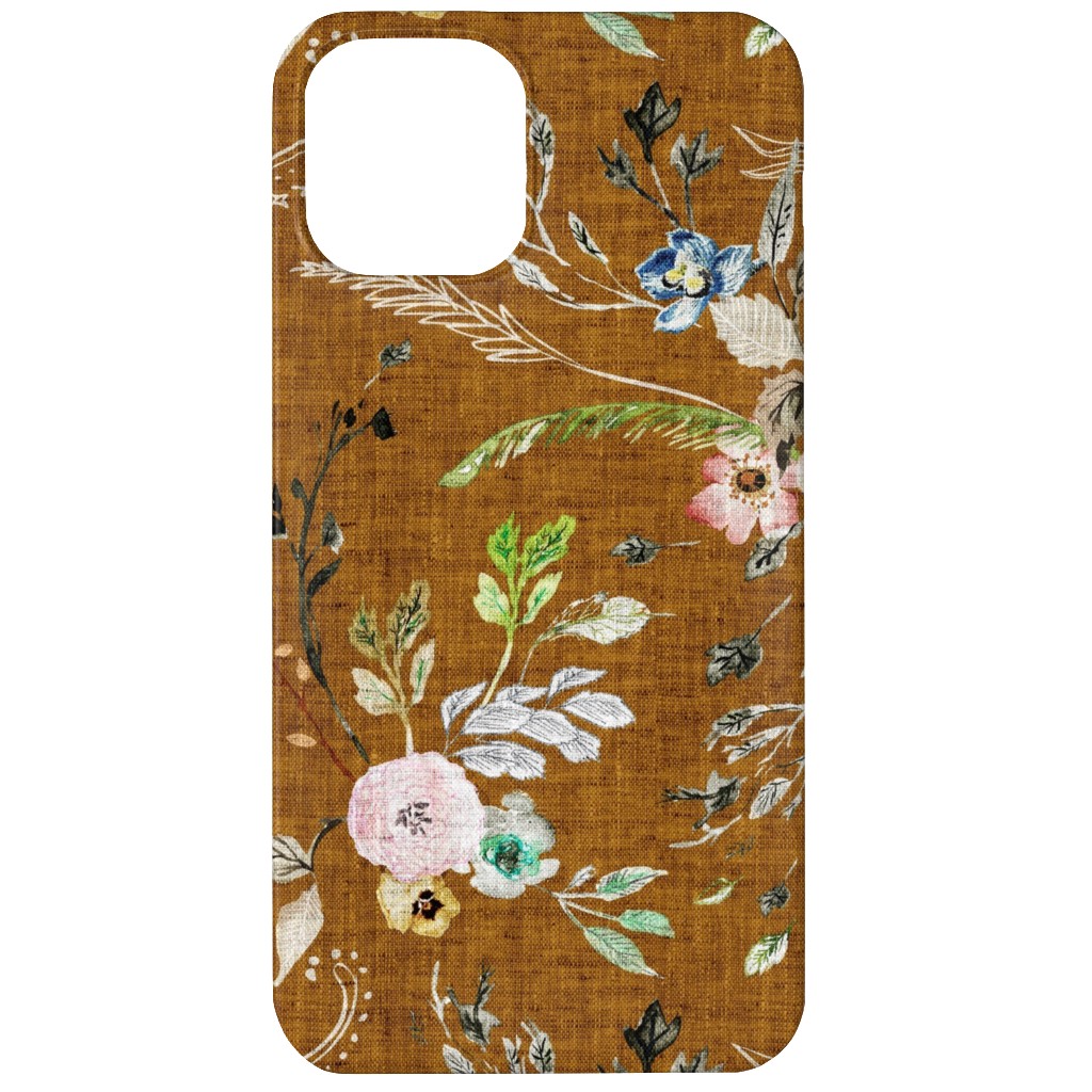 La Boheme Floral - Russet Phone Case, Silicone Liner Case, Matte, iPhone 11, Brown