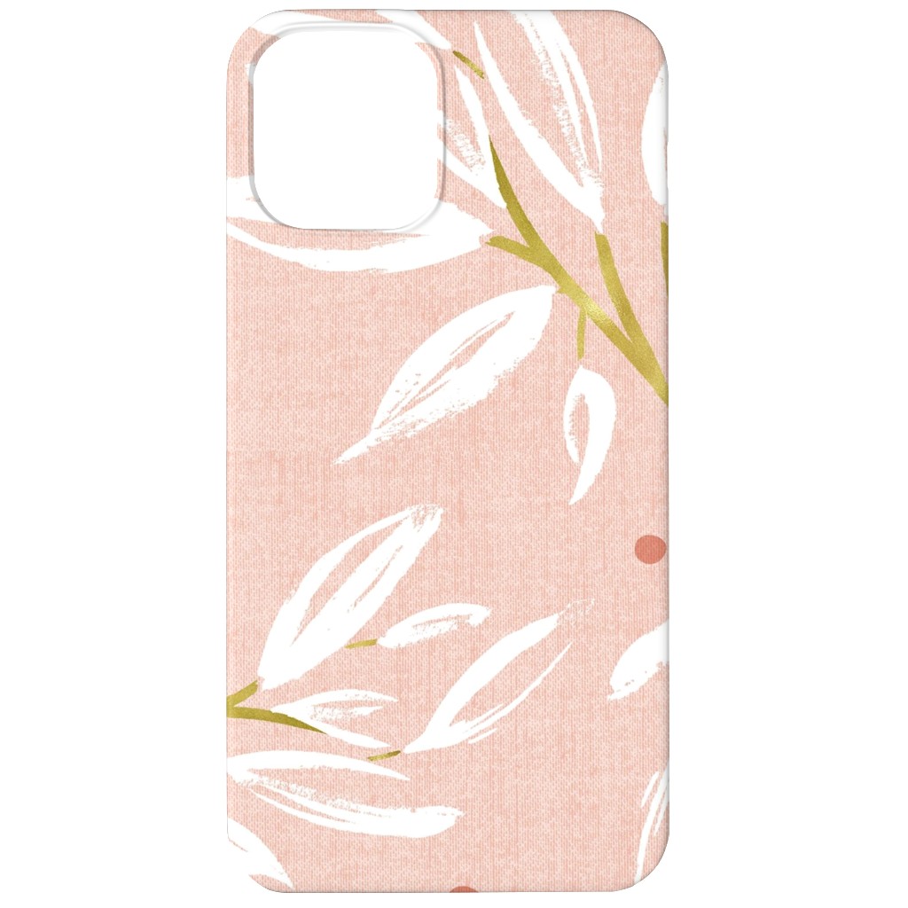 Zen - Gilded Leaves - Blush Pink Large Phone Case, Silicone Liner Case, Matte, iPhone 11, Pink