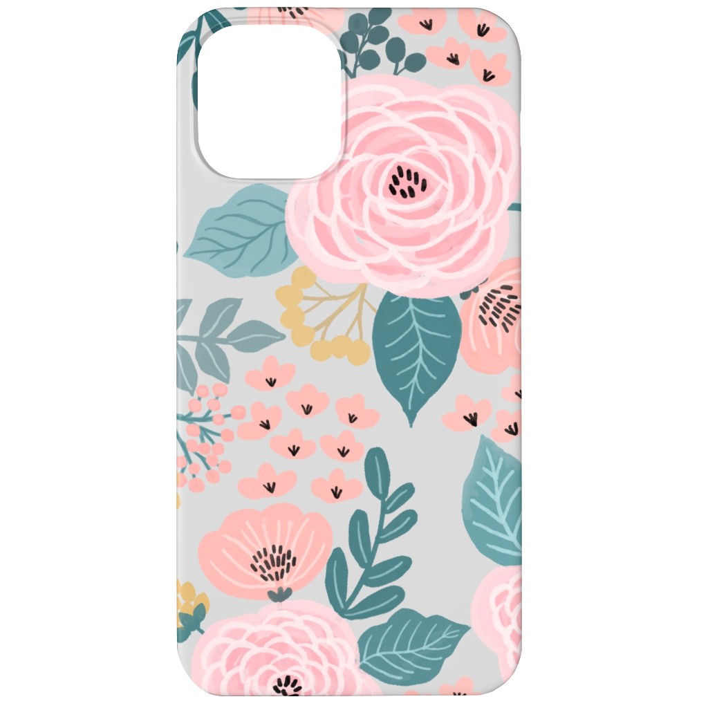 June Botanicals - Gray Phone Case, Slim Case, Matte, iPhone 11, Pink
