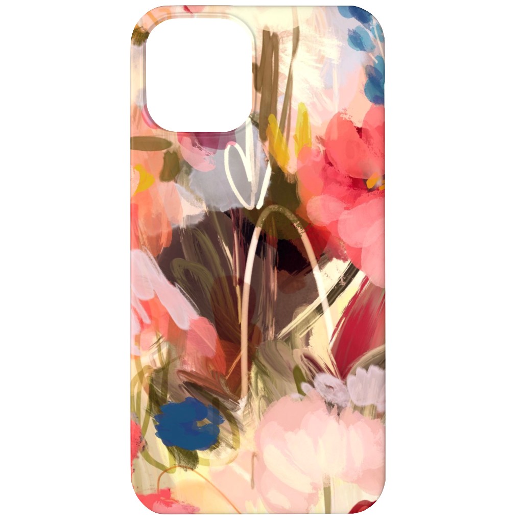 Painterly Abstract Floral Phone Case, Slim Case, Matte, iPhone 11, Pink, Bright Pink