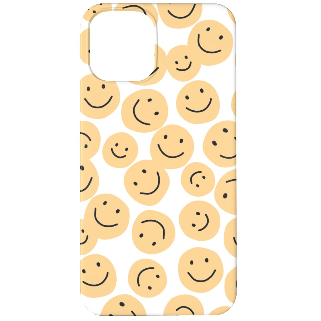 Happy Smiley Faces - Yellow Phone Case, Slim Case, Matte, iPhone 11, Yellow