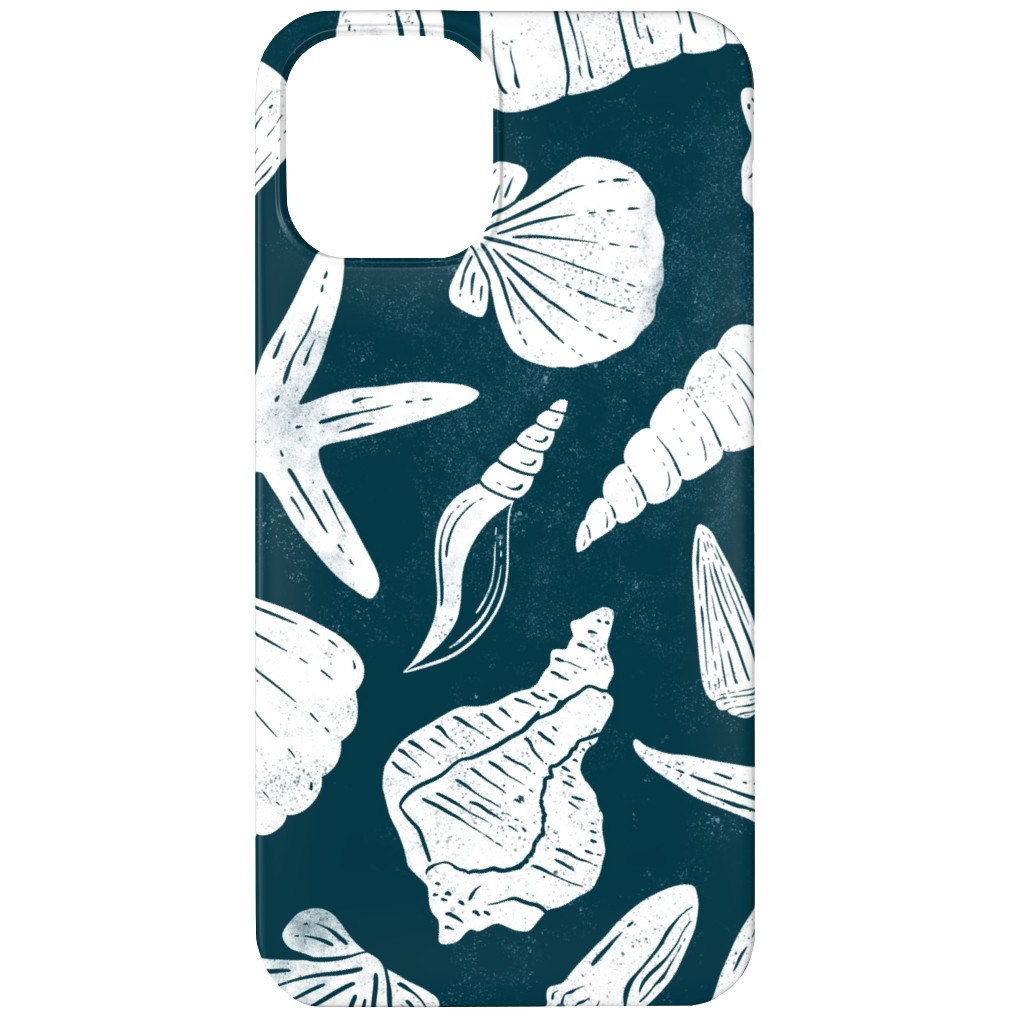 Textured Ocean Seashells - Dark Blue Phone Case, Slim Case, Matte, iPhone 11, Blue