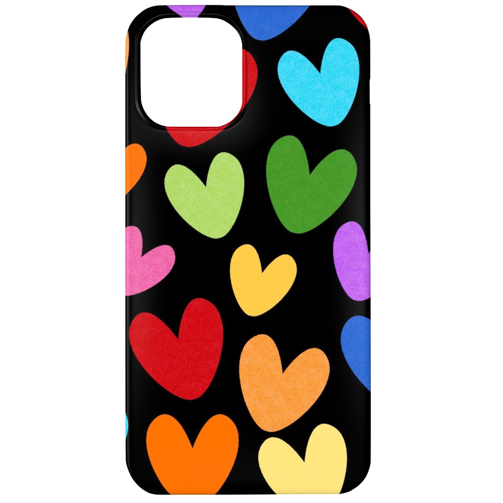 Rainbow Hearts - Black Phone Case, Slim Case, Matte, iPhone 11, Multicolor
