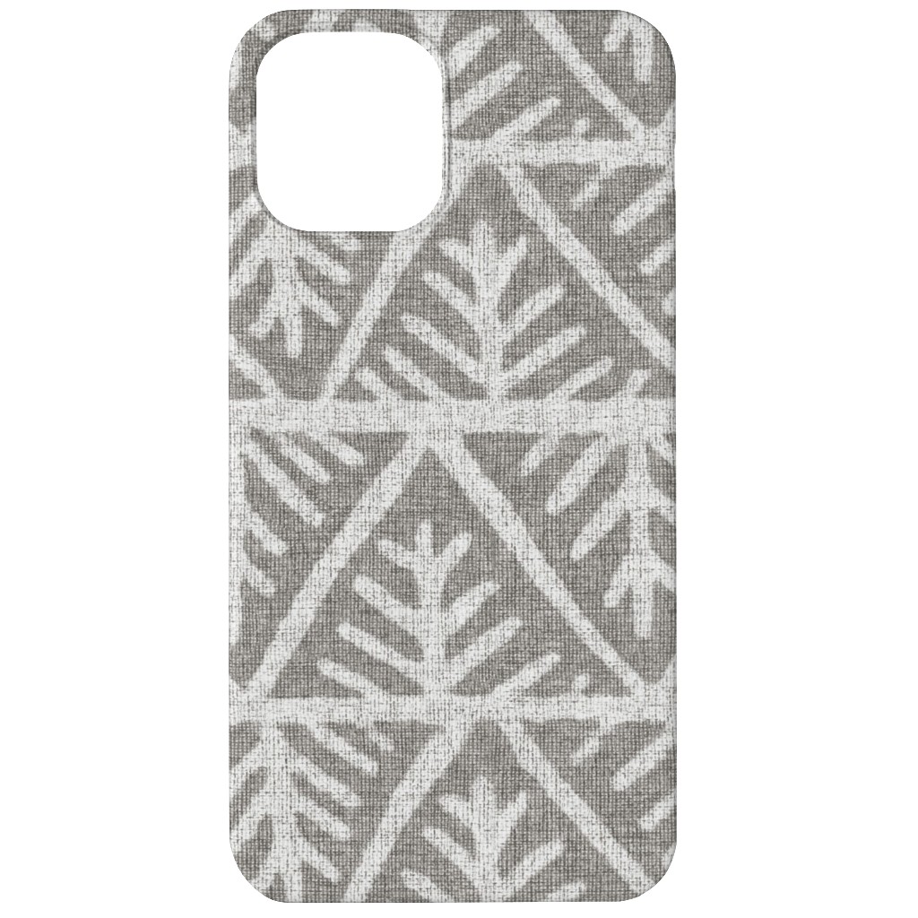 Textured Mudcloth Phone Case, Slim Case, Matte, iPhone 11, Gray, Silver