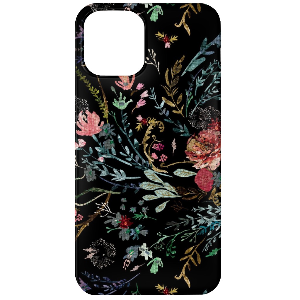 Fable Floral - Black Phone Case, Slim Case, Matte, iPhone 11, Black