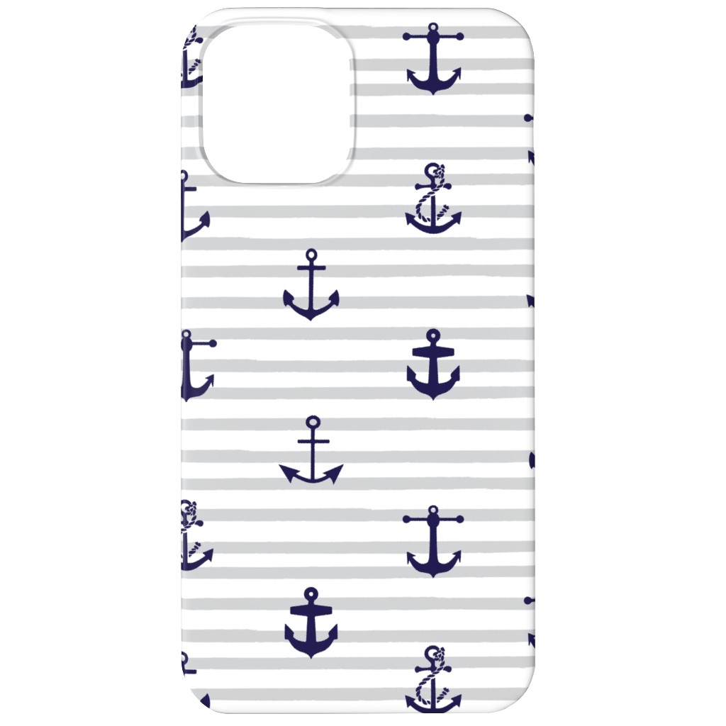 Anchors Away - Black on Gray Stripes Phone Case, Slim Case, Matte, iPhone 11, Gray, Gray