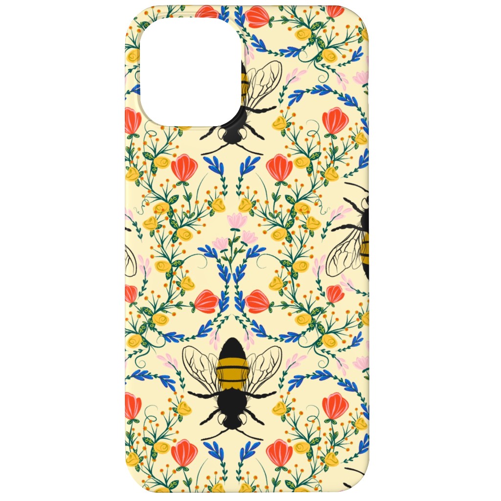 Bee Garden - Multi on Cream Phone Case, Slim Case, Matte, iPhone 11, Yellow, Classic Yellow