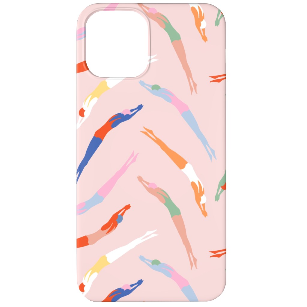 Art Deco Divers - Pink Phone Case, Slim Case, Matte, iPhone 11, Pink, Bright Pink